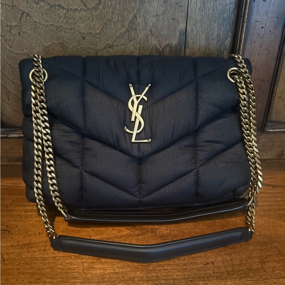 NWT Saint Laurent LOULOU puffer in black and gold - Picture 1 of 9